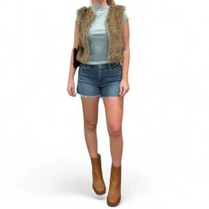 Faux Fur Cropped Vest – XL Kids / XS–S Adult | Y2K Statement